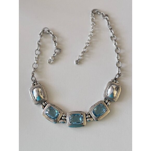 BRIGHTON Balanced Aqua Blue Collar Necklace YOUR TRUE COLOR . Extension - Picture 3 of 5